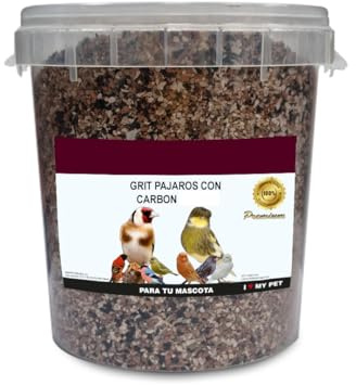 pcmoviles – Grit para Pájaros con Carbón | Cubo de 1,25 kg | Mejora la Digestión y Salud General | Conchas Marinas, Arena de Sílice y Carbón Vegetal
