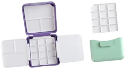 kesurpae Akvarellpalettblandningstillbehör Kompakt och bärbar för konstnärer på språng och resor Äventyr Färgpalettbricka Akrylmålning Professionell, Violett, 7.3x7x2.5 cm