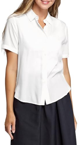 LXEASYGO Womens Shirts Short Sleeve Business Stretch Button Down Blouses Work Office Shirt Summer Casual Tops for Ladies (UK, Alpha, L, Regular, Regular, White)