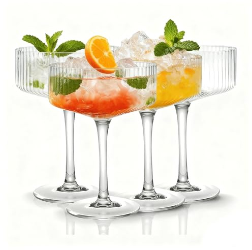 Ximil 4-Piece Plastic Martini & Coupe Set - Classic-Style Drinkware, Long Stem Design, Margarita & Champagne Glasses – Ideal for Gifting, Wine Parties & Entertaining Christmas