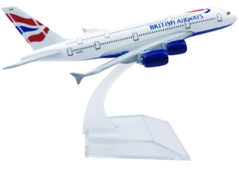 Nhemeylp Model Plane, 1:400 Scale A380 Model Plane, Metal Alloy Diecast Planes with Stand for Collection and Display Aviation Enthusiast Gift for Adult (British Airways)