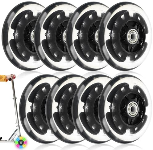 Roues De Rollers En Ligne: 8 Pièces 80MM LED Light up Roues De Patin Roue, Roue De Roller En Ligne Avec Roulements, Inline Skate Wheels Pour Tous Les Types De Patins à Roulettes