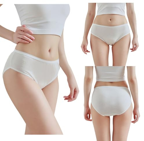 STARLY Women's Disposable Pure Cotton Underwear Travel Panties High Cut Granny Briefs (10pcs,White,S)