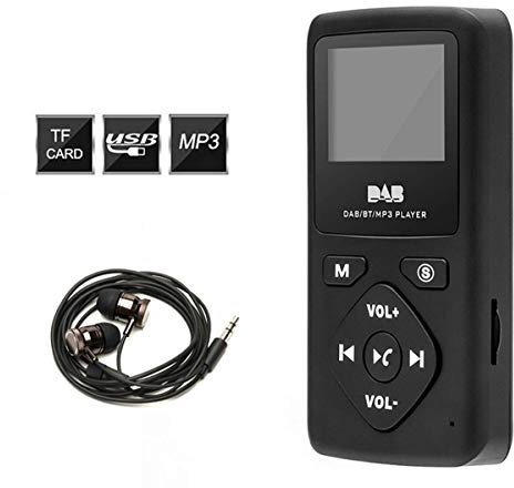 Bärbar Mini DAB+ radioficka DAB digital radiomottagare Bluetooth handsfree och MP3-spelare med uppladdningsbar USB och gratis headset