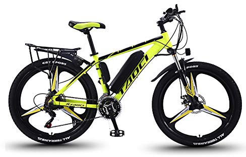 26'' Electric Bikes, Mens Mountain Bike, Magnesium Alloy Ebikes Bicycles, with Removable Large Capacity Rechargeable Battery 36V 240W, for Sports Outdoor Cycling Travel Commuting,Yellow,13AH