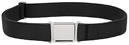 LEACOOLKEY Kids Adjustable Magnetic Belt Boys Girls Elastic Belt with Easy Magnetic Buckle for Back to School,Black