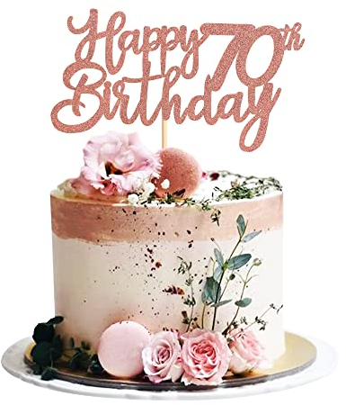 Blumomon 3 Pack Rose Gold Happy 70th Birthday Cake Topper Glitter Happy 70 Cupcake Topper Cheers to 70 Fabulous Cake Decoration for 70th Birthday Party Decoration Supplies