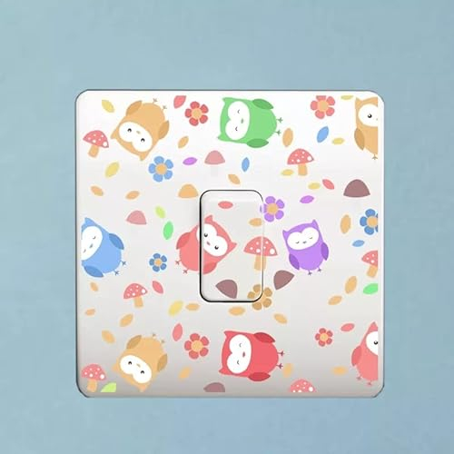 SHMAZ Eule und der Pilz Dekor Schalter Wohnzimmer Schlafzimmer Wand personalisiert