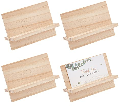 OLYCRAFT 4 Sätze Rechteckig Holz Visitenkartenhalter Visitenkartenhalter Aus Holz Display Visitenkarten Ständer Visitenkartenaufsteller Für Schreibtisch Büro Tische Organizer