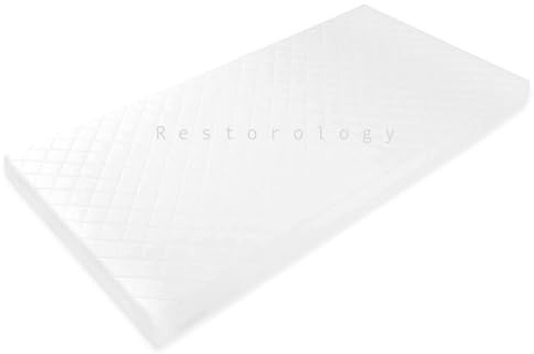 Restorology Baby Infant Crib Mattresses Breathable Extra Thick Super Soft Baby Anti Allergy Waterproof With Removable Washable Cover Made In UK - 80 x 50 x 5 cm