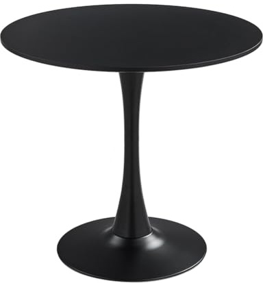 HFFAIWM Modern Runden Weißer Top-Tisch Einfach Freizeit Esstisch Nordisch Kaffetisch Milchtee Verhandeln Tisch Tulpe Balkon Kleiner Runder Und Stühle(Size:80cm,Color:Schwarz)