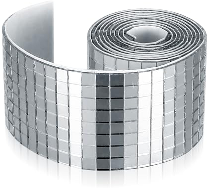 1 Rotolo/1600 Pezzi Mosaico Adesivi Specchiati di Piastrelle, Mini Piastrelle a Specchio per Artigianato Fai Da Te Bagno Cucina