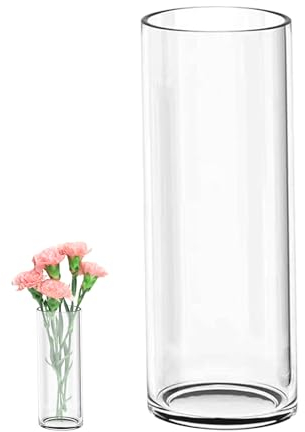 Oungy Vaso in vetro cilindrico, alto 35 cm, grande, in vetro, grande, moderno, diametro 12 cm, cilindro, per candele galleggianti, per decorazioni di nozze, soggiorno