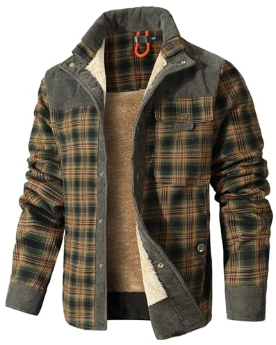 HYPESTFIT Herren Fleece Thermohemd Warm Flanellhemd Innenfleece Holzfällerjacke Thermojacke für Outdoor L