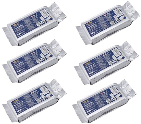 ARTME Modelleringslera Vit 3 kg (6 x 500 g) – Lufttorkande, Ingen Ugn Behövs, Smidig och Lätt att Forma, Perfekt för Skulptering, Hantverk och Kreativa Projekt