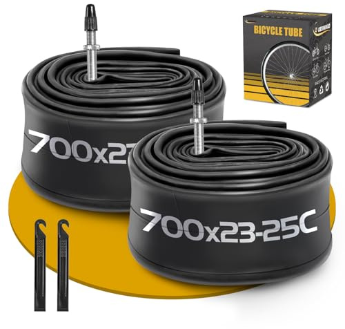 Pack de 2 Chambre à air 700 x 23-25C pour Vélo de Route FV48mm Valve Presta, Chambre à air Compatible avec Les Pneus de Vélo 700 x 23C/24C/25C