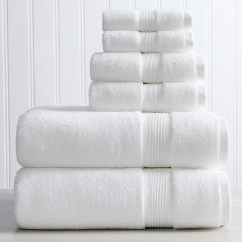 Springtree Home Luxury Bamboo Rayon Bath Towel Set | 6-Piece Set | White
