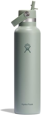 Hydro Flask Water Bottle - Insulated Stainless Steel - Straw Lid, Non Spill, Leakproof 24 Oz Agave Green