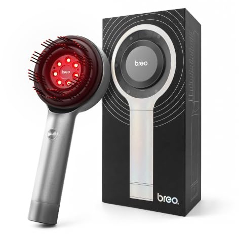 Breo Scalp3L Masseur de cuir chevelu laser pour la repousse des cheveux, masseur Shiatsu pour cuir chevelu avec thérapie à la lumière rouge, étanchéité IPX7, masseur électrique sans fil pour la