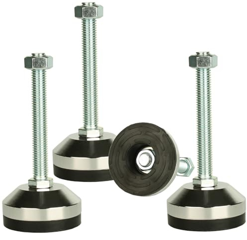 MUHOUZHINANG Niveleurs de Pieds Robustes, Pieds de nivellement 2,36 Dia Base,Pieds réglables niveleurs M12 Thread, capacité de 1300 LB,capacité pour établi, Machine, Armoire (D60xM12x100,4 Pcs,Noir)