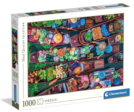 Clementoni - Puzzle 1000 Pezzi per Adulti e Ragazzi, Collection, Tema Mercato Fluttuante Thai, Idea Regalo Uomo e Donna Made in Italy, 70x50 cm, 39882