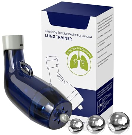 Konmee Atemmuskeltrainer – Nicht-medizinisches Atemübungsgerät mit Edelstahlkugel zur Verbesserung der Lungenkapazität und des täglichen Wohlbefindens,Blau