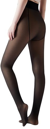 CoziSox Collant Termici Vita Alta Modellanti Donna Invernali Push Up Interno Felpato 230g Doppio Strato Effetto Gambe Nude Nero per 0-15°C, S