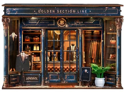 3D Book Nook Kit DIY - Maison Miniature 3D en Bois avec Éclairage LED Tactile, Portes Mobiles et Vitrine Transparente, Scène Vintage de Haute Couture