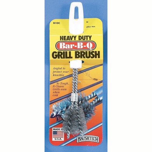 Brushtech Two-Pronged V-Shaped BBQ Grill Brush, Brass, Plastic, Black