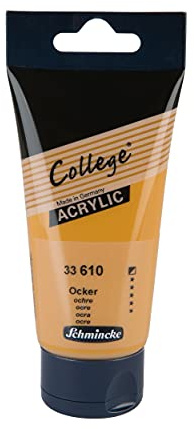 Schmincke - College Acrylic, Ocker in 75 ml-Tube, 33610013, Acrylfarbe mit Künstler-Pigmenten in hoher Konzentration, deckend und lasierend, lichtecht, seidenmatt