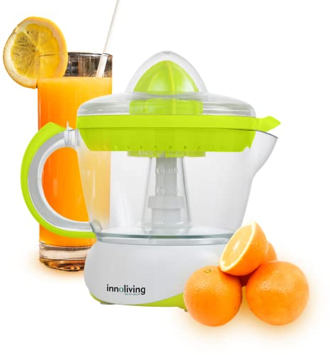 Innoliving Spremiagrumi Elettrico INN-703, con Contenitore Graduato 700 ml, Potenza 40W, Coperchio di Protezione e Rotazione Bidirezionale, Lavabile in Lavastoviglie