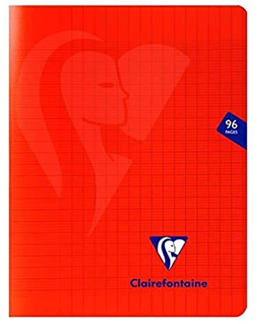 Clairefontaine 333741C Quaderno a punto metallico Mimesys Rosso - 17x22 cm - 96 pagine a quadretti grandi - Carta Bianca 90g - copertina in polipropilene