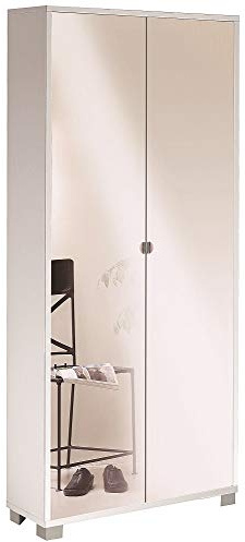 Sarmog Kit Armadio con 2 ante, Armadio salvaspazio, Armadio camera da letto, Design contemporaneo, Armadio salvaspazio H190 L83 P29 (Specchio, Bianco fiammato/Bianco fiammato)