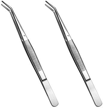 Stainless Steel Tweezers, with Curved Serrated Tip Multipurpose Sewing Machine Tweezers Forceps for Craft Repairing (2 Pcs set)