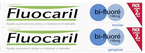 Fluocaril Bi-Fluoré 145 mg Pasta Dentífrica Anticaries Encías Esmalte Reforzado, Dientes Fuertes, Eficacia Clínicamente Probada, previene y mantiene unas encías sanas Pack de 2x75 ml