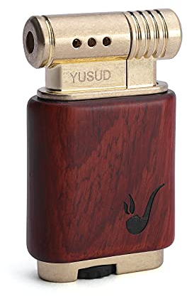 Yusud Vintage Sandelholz-Tisch-Feuerzeug, Butan, Pfeifen- und Zigarrenanzünder, einzigartiges Geschenk für Männer und Frauen (Brennstoff Nicht im Lieferumfang enthalten)