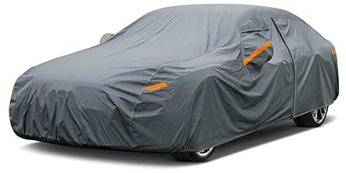 GUNHYI 16 Layers Car Cover Waterproof All Weather, Heavy Duty Outdoor Car Cover Universal Fit Sedan Lexus ES350, Tesla Model S, Lincoln MKZ, Toyota Avalon, Jaguar XJ, Ford Taurus, BMW 740i etc.