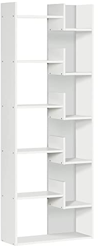 HOMCOM 6-Tier Bookshelf, Modern Bookcase with 11 Open Shelves, Freestanding Decorative Storage Shelving for Home Office and Study, White