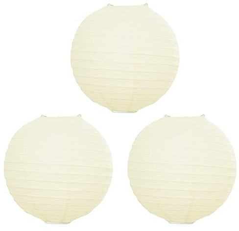 Surwin Lanternes Papier Chinois, Lanternes en Papier à Suspendues, Boule Ronde Abat-Jour, Lanterne Decorative pour Intérieurs Extérieurs Mariages Anniversaires Fêtes et Événements (40CM,Beige)