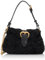 Pinko Damen Jolene Shoulder Mini Ecopelliccia Tasche, Z99m_Black Limousine-Chocolate Gold