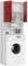 BDW Waschmaschinenschrank 180 x 64 x 30 cm – Glanz Badregal Hochschrank Waschmaschine Bad Schrank Badezimmerschrank Überbau Glänzend - Weiß/Rot