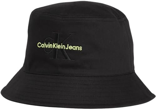Calvin Klein Jeans Damen Fischerhut Monogram Bucket Hat, Schwarz (Black/Sharp Green), Einheitsgröße