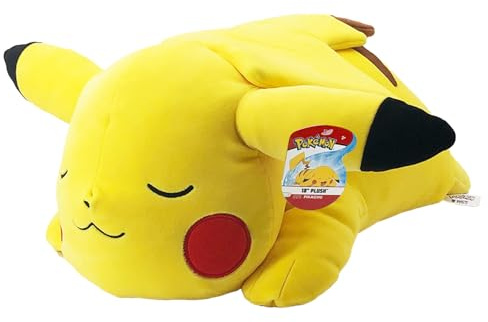 Pokémon Bandai Plüschtier Pikachu, 40 cm, schläft – Plüsch, sehr weich – WT97920