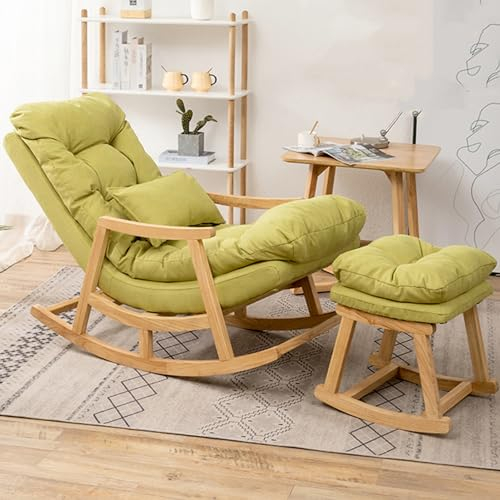 YVYKFZD Gepolsterter Schaukelstuhl, Schaukelsessel mit hoher Rückenlehne, bequemer Schwingsessel, für Wohnzimmer, Hotel, Schlafzimmer, Büro, Tragfähigkeit 150 kg (Color : Apple Green 1)