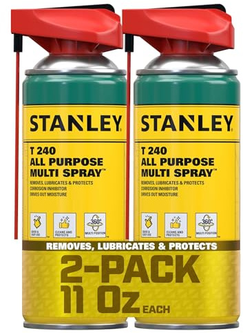 Stanley T240 Corrosion Inhibitor Spray - Rust Remover&Cleaner Aerosol - Versatile Rust Prevention Spray for Garage, RV, Woodworking, Power Tools - 11 Oz, 2 Pack