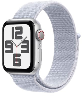 Apple Watch SE de 2.ª generación GPS + Cellular Smartwatch con Caja de Aluminio en Plata de 40 mm y Correa Loop Deportiva Azul Nube. Monitores de entreno y sueño y Neutro en Carbono