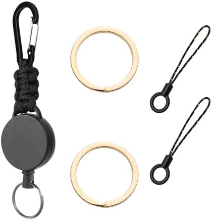 YOUZMY 1 Piezas Llavero Retráctil, Llavero Extensible Extensible con Mosquetón, Cordón Extensible con Cuerda de Acero de 60 cm, Rollo de Llave Extensible