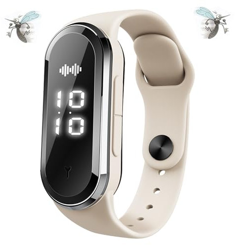 Bracelet anti-moustiques à ultrasons - Montre anti-moustiques - Bracelet répulsif - Pour adultes et enfants - Sport en plein air - Rechargeable (blanc)