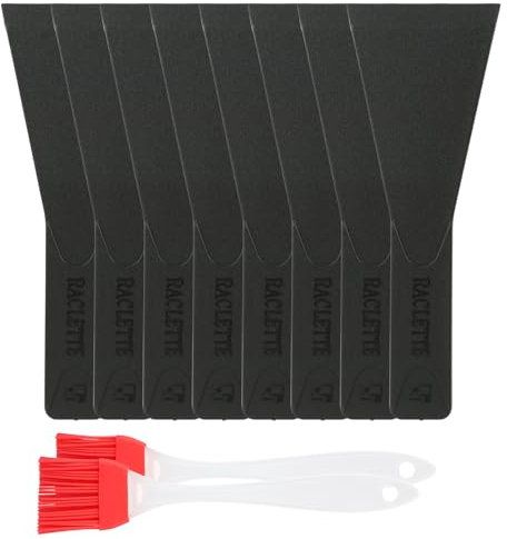 8 PCS Spatole Padelle, Spatole con Spazzola in Silicone, Paletta per Formaggio, Raschietto per Griglie, Accessori per Fonduta e Padelle Antiaderenti, Facili da Usare e Pulire