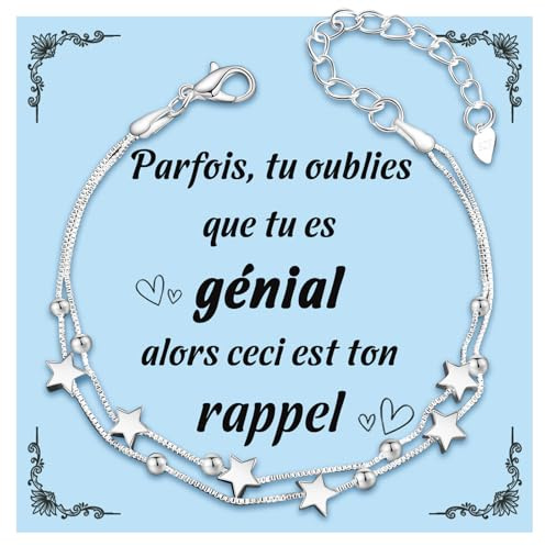 VGWON Bracelet Femme Argent 925 Étoiles Bijou Amitié Ajustable Cadeau Élégant